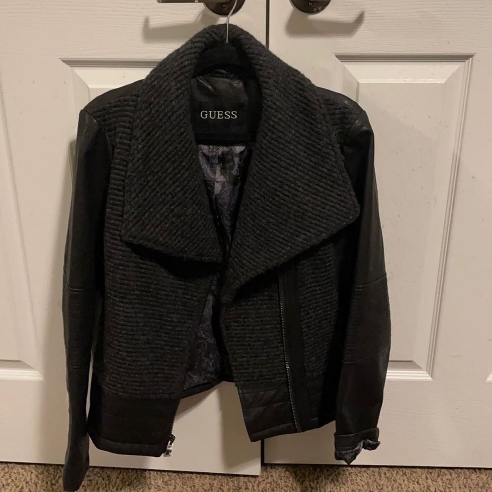 NWOT GUESS asymmetrical leather jacket XL